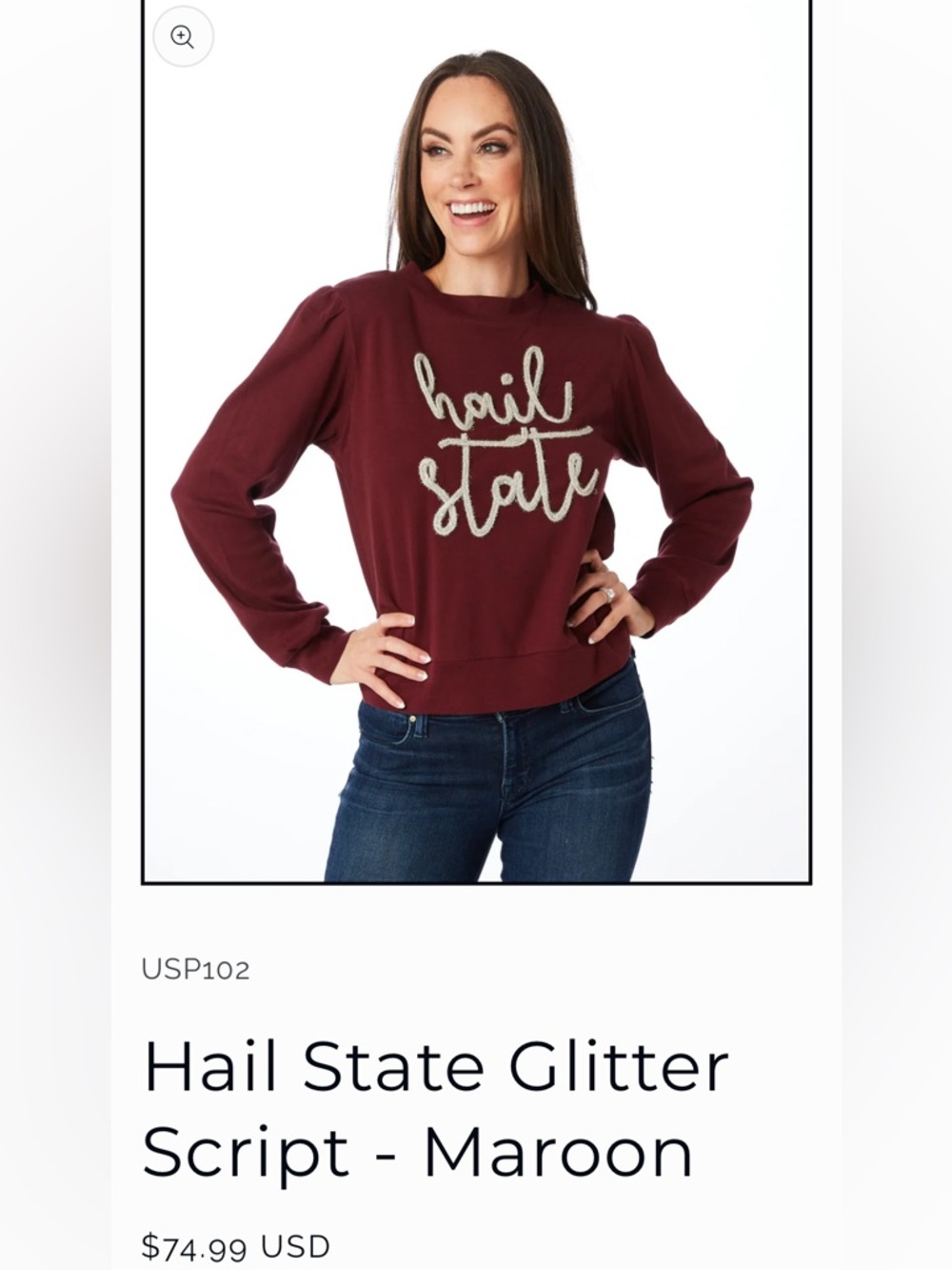 Mississippi State 'Hail State' Long Sleeve Tops Size XL - Picture 7 of 7